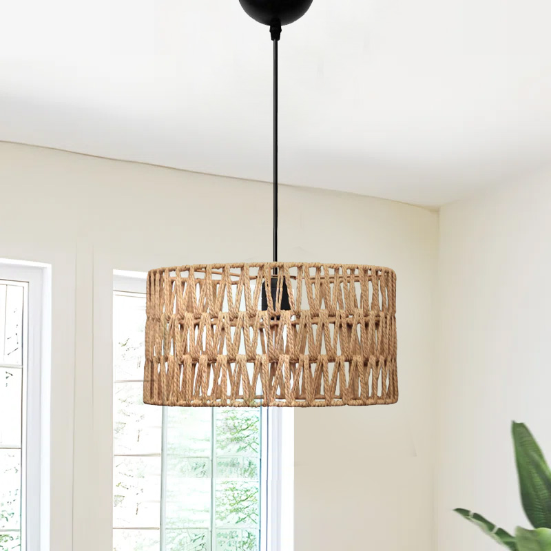 Sarkiz Megapap E27 rope ceiling lamp in natural color Ø30x70cm.