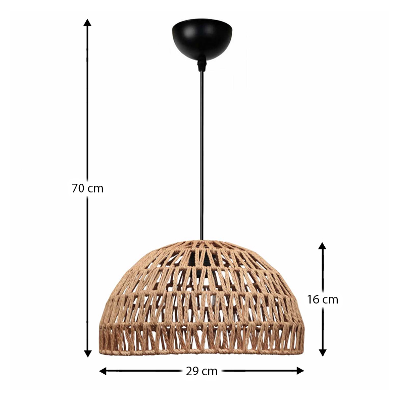 Karon Megapap E27 rope ceiling lamp in natural color Ø29x70cm.