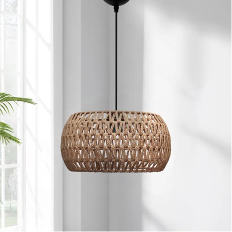 Miranda Megapap E27 rope ceiling lamp in natural color Ø30x70cm.