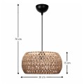 Miranda Megapap E27 rope ceiling lamp in natural color Ø30x70cm.