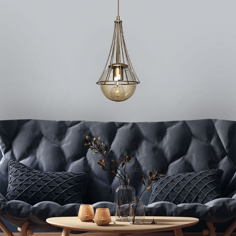 Chavi Megapap E27 metallic single-light ceiling light in golden color 18x18x75cm.