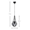 Chavi Megapap E27 metallic single-light ceiling light in black color 18x18x75cm.