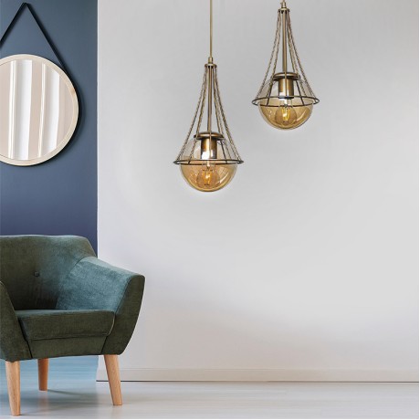 Chavi Megapap E27 metallic double-light ceiling light in golden color 40x40x80cm.