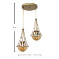 Chavi Megapap E27 metallic double-light ceiling light in golden color 40x40x80cm.