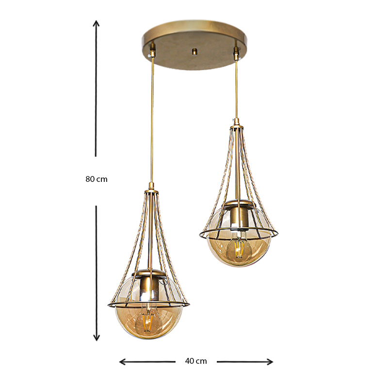 Chavi Megapap E27 metallic double-light ceiling light in golden color 40x40x80cm.