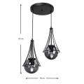 Chavi Megapap E27 metallic double-light ceiling light in black color 40x40x80cm.