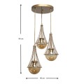 Chavi Megapap E27 metallic three-light ceiling light in golden color 40x40x90cm.