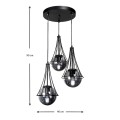 Chavi Megapap E27 metallic three-light ceiling light in black color 40x40x90cm.