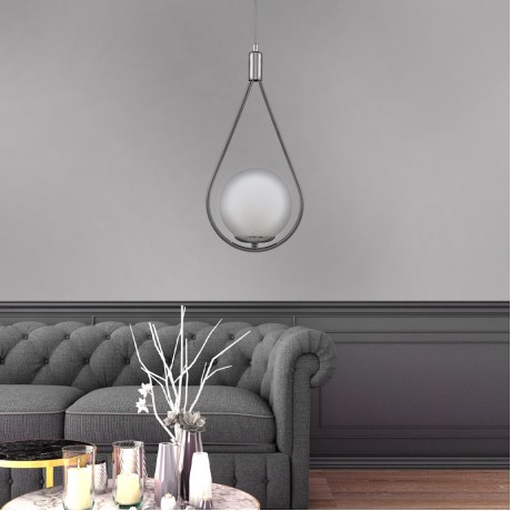Shemesh Megapap E27 metallic single-light ceiling light in silver color 20x20x85cm.