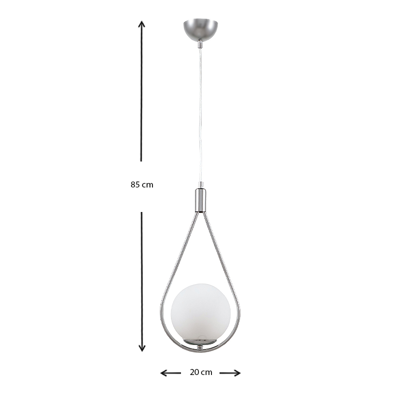 Shemesh Megapap E27 metallic single-light ceiling light in silver color 20x20x85cm.