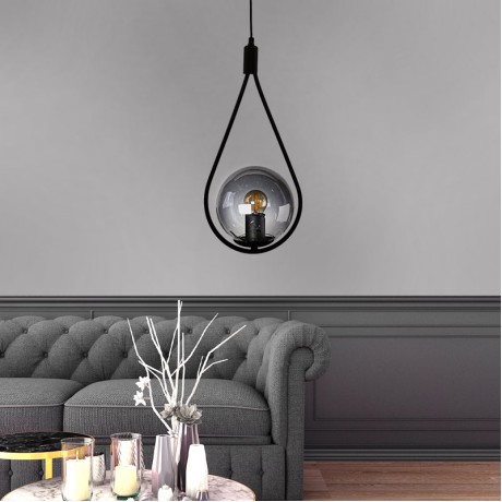 Shemesh Megapap metallic single-light ceiling light E27  in black color 20x20x85cm.