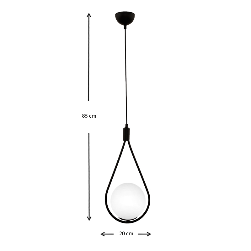Shemesh Megapap metallic single-light ceiling light E27 in black color 20x20x85cm.