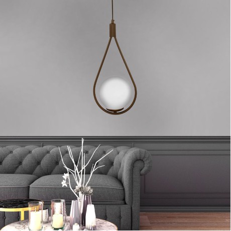 Shemesh Megapap metallic single-light ceiling light E27  in matte gold color 20x20x85cm.