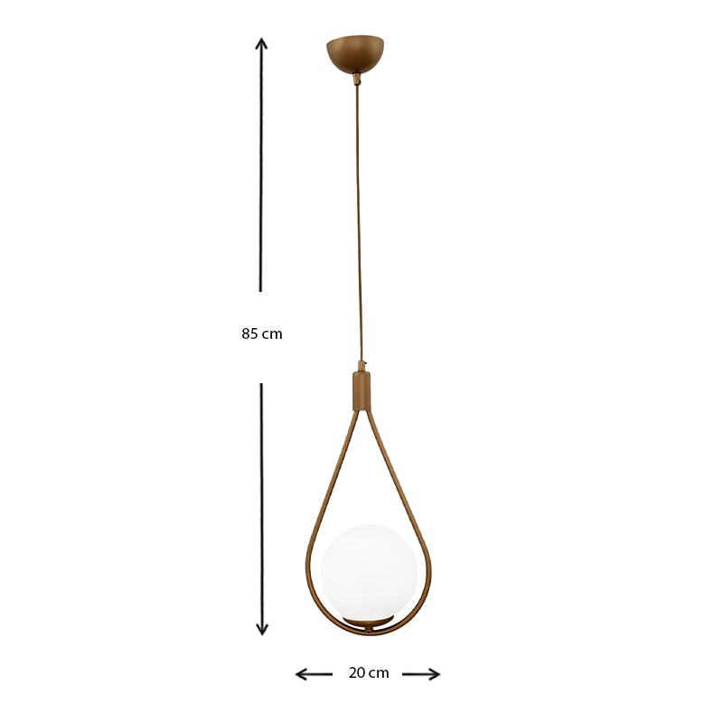 Shemesh Megapap metallic single-light ceiling light E27  in matte gold color 20x20x85cm.
