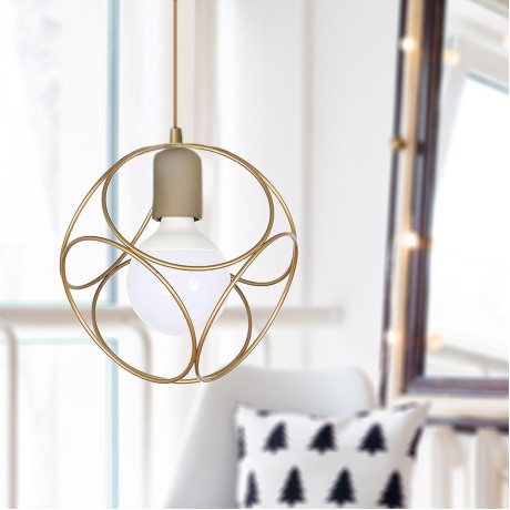 Lusita Megapap E27 metallic single-light ceiling light in golden color 20x20x70cm.