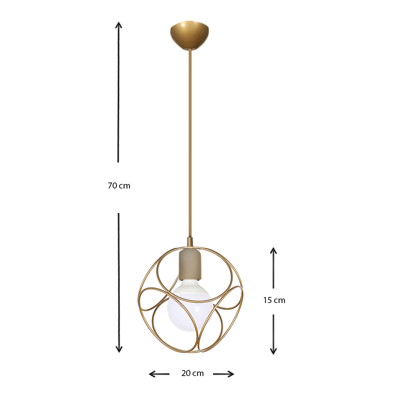 Lusita Megapap E27 metallic single-light ceiling light in golden color 20x20x70cm.