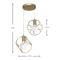 Lusita Megapap E27 metallic double-light ceiling light in golden color 35x35x70cm.