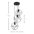 Lusita Megapap E27 metallic three-light ceiling light in black color 35x35x90cm.