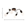Horus Megapap E27 metallic four-light ceiling light in black color 48x48x10cm.
