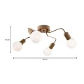 Horus Megapap E27 metallic four-light ceiling light in gold color 48x48x10cm.