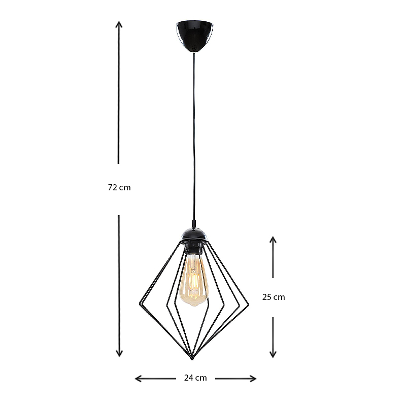 Nura Megapap E27 metallic -single-light ceiling light in black color 24x24x72cm.