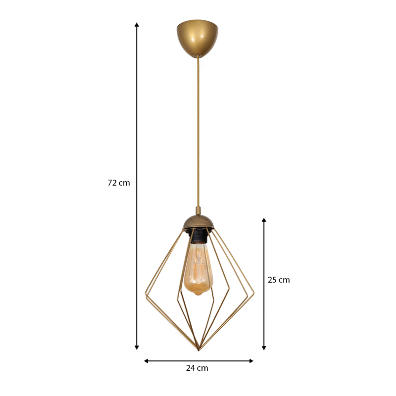 Nura Megapap E27 metallic -single-light ceiling light in gold color 24x24x72cm.