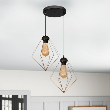 Nura Megapap E27 metallic double-light in gold color 40x40x70cm.