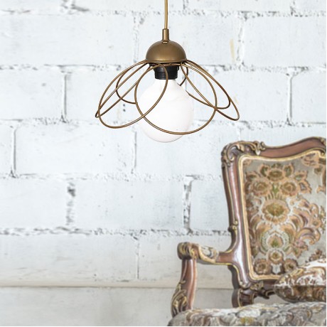Zufash Megapap E14 metallic single-light ceiling light in golden color 25x25x60cm.