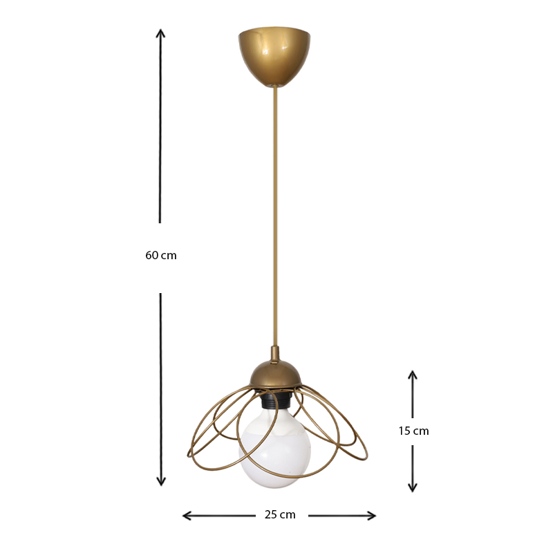 Zufash Megapap E14 metallic single-light ceiling light in golden color 25x25x60cm.