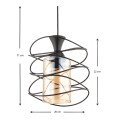 Sherwood Megapap E27 metallic single-light ceiling light in black color 20x20x71cm.