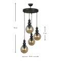 Latona Megapap metallic four-light ceiling light E27 in black color 30x30x90cm.