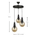 Latona Megapap metallic three-light ceiling light E27 in black color 30x30x85cm.