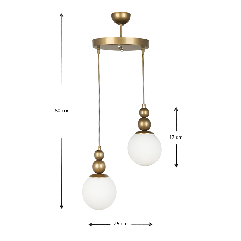 Latona Megapap metallic two-light ceiling light E27  in gold color 25x25x80cm.