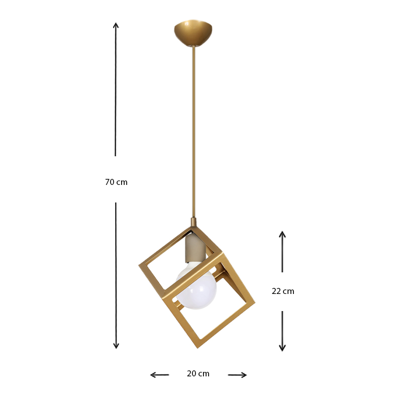 Thora Megapap metallic single-light ceiling light E27  in matte gold color 22x22x70cm.