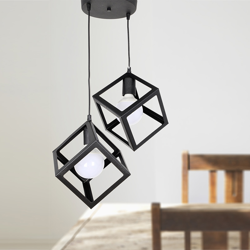 Thora Megapap metallic two-light ceiling light E27  in black color 22x22x70cm.