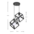 Thora Megapap metallic two-light ceiling light E27  in black color 22x22x70cm.