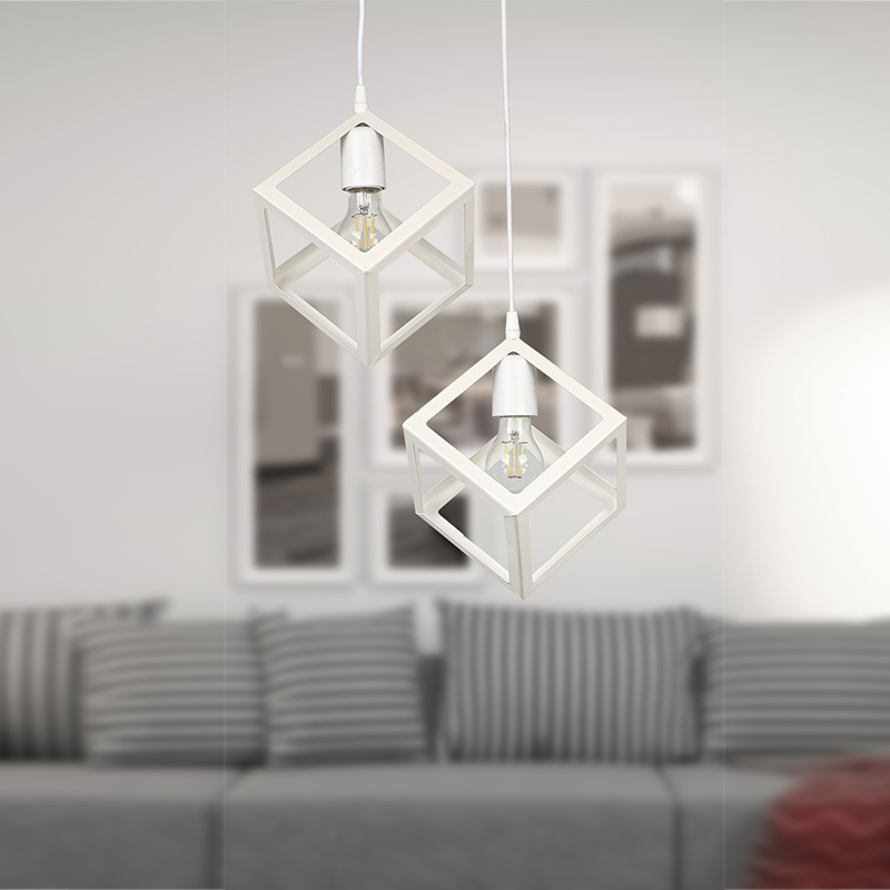 Thora Megapap metallic two-light ceiling light E27 in white color 22x22x70cm.