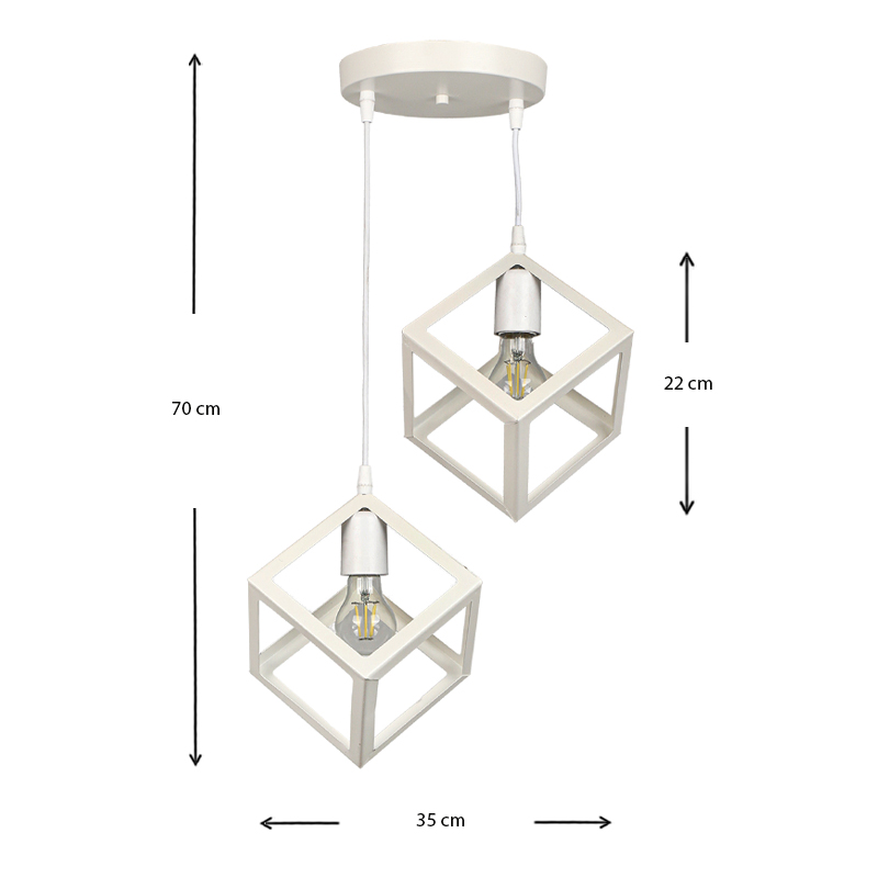 Thora Megapap metallic two-light ceiling light E27 in white color 22x22x70cm.