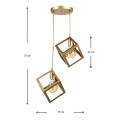 Thora Megapap metallic two-light ceiling light E27 in matte gold color 22x22x70cm.