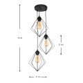 Nura Megapap metallic three-light ceiling light E27  in black color 21x21x70cm.