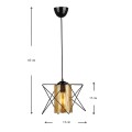 Indra Megapap metallic single-light ceiling light E27 in black color 17x17x50cm.