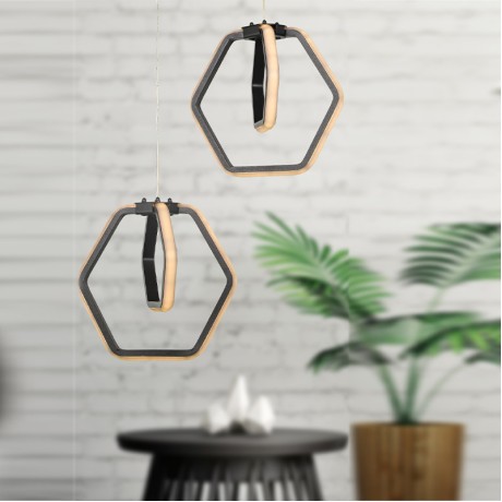Holt Megapap metallic Led ceiling light in black color 20x20x68cm.