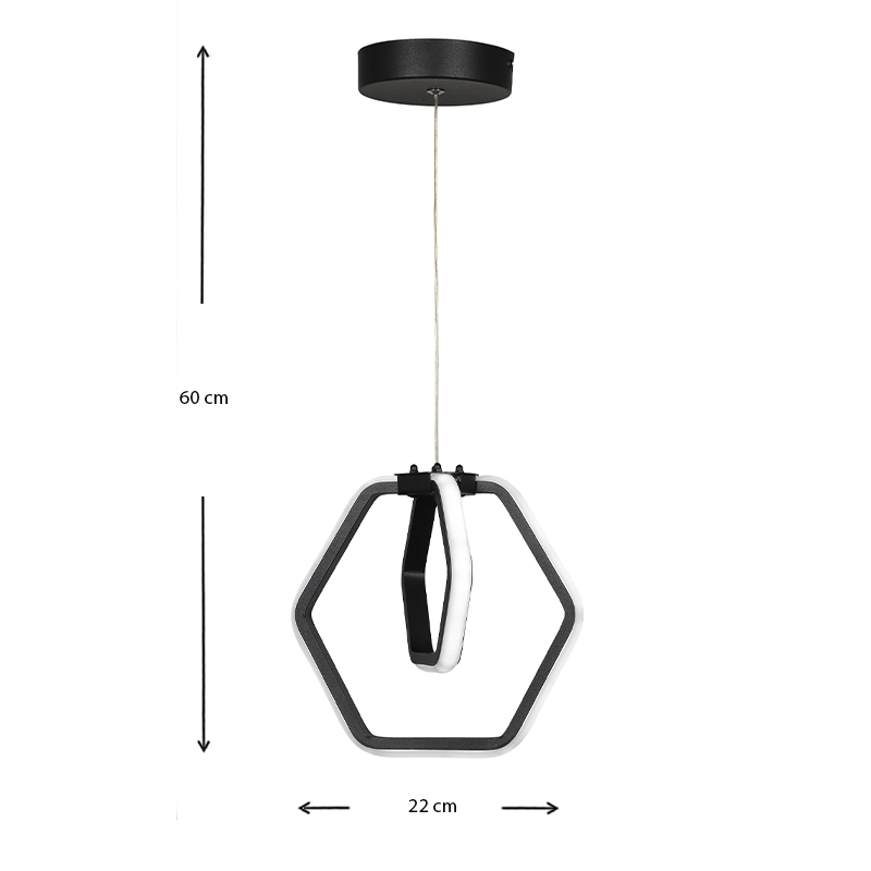 Holt Megapap metallic Led ceiling light in black color 22x16x63cm.