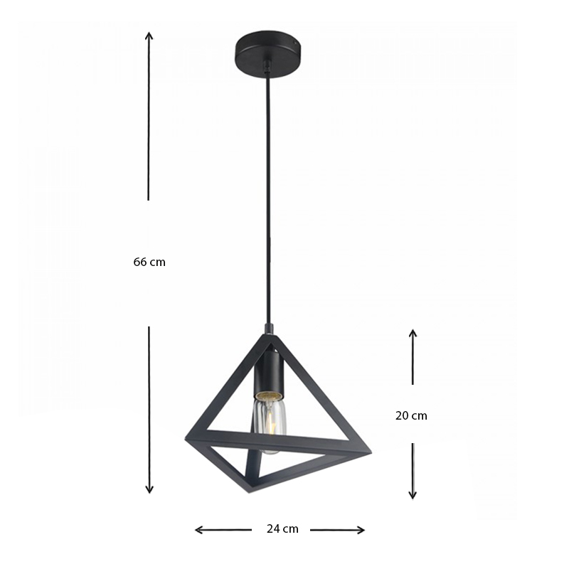 Roshan Megapap metallic ceiling light E27 in black color 24x24x66cm.