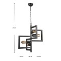 Lucero Megapap metallic four-light ceiling light E27 in black color 42x42x108cm