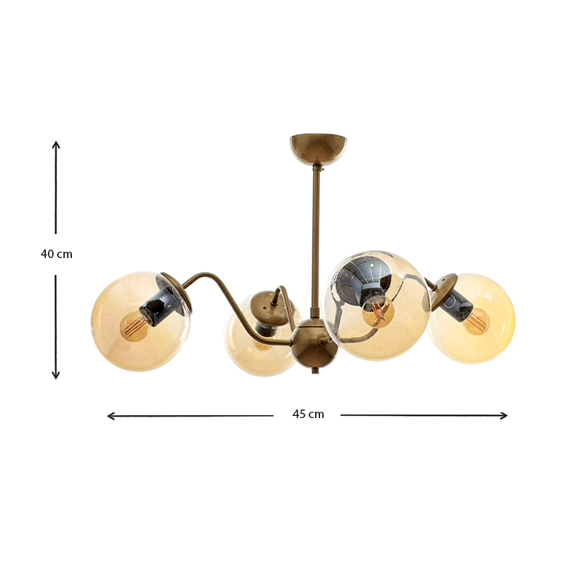Karmen Megapap metallic four-light ceiling light E27 in gold color 45x45x40cm.