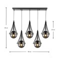 Chavi Megapap E27 metallic five-light ceiling light in black color 80x10x90cm.