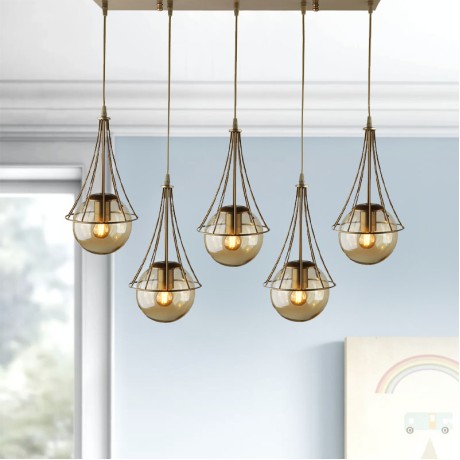 Chavi Megapap E27 metallic five-light ceiling light in gold color 80x10x90cm.