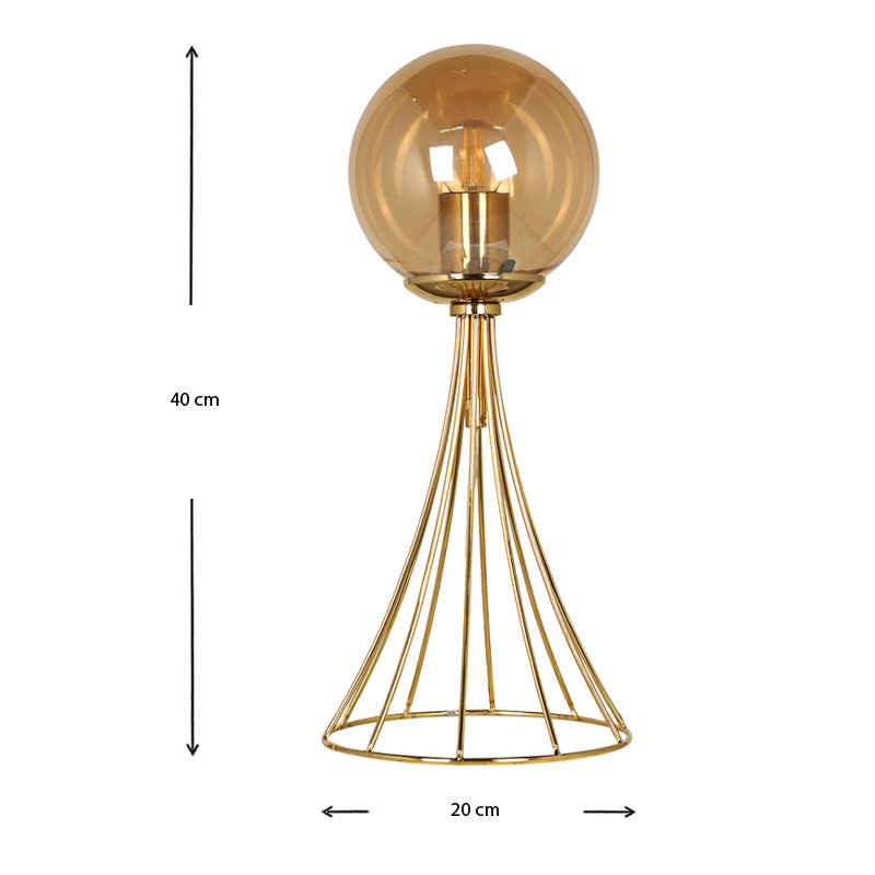 Chavi Megapap E27 metal table light in gold color 20x20x40cm.