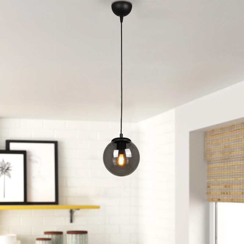 Malta Megapap E27 glass single light ceiling light in black color 15x15x70cm.